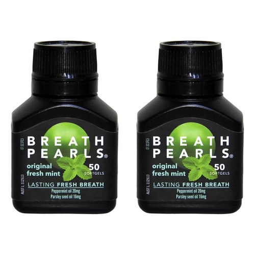 Breath Pearls Herbal 50 Pack Bundle of 2