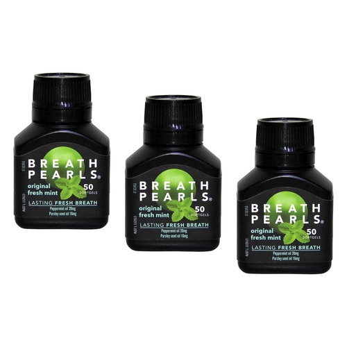Breath Pearls Herbal 50 Pack Bundle of 3