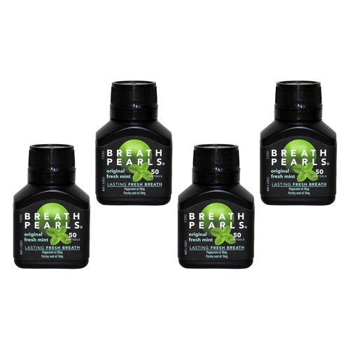 Breath Pearls Herbal 50 Pack Bundle of 4