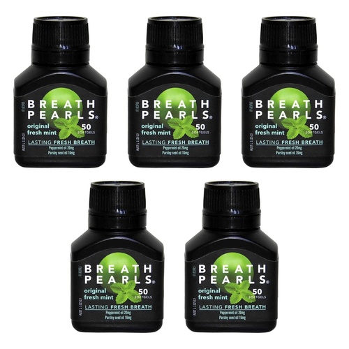 Breath Pearls Herbal 50 Pack Bundle of 5