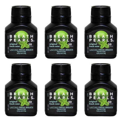 Breath Pearls Herbal 50 Pack Bundle of 6