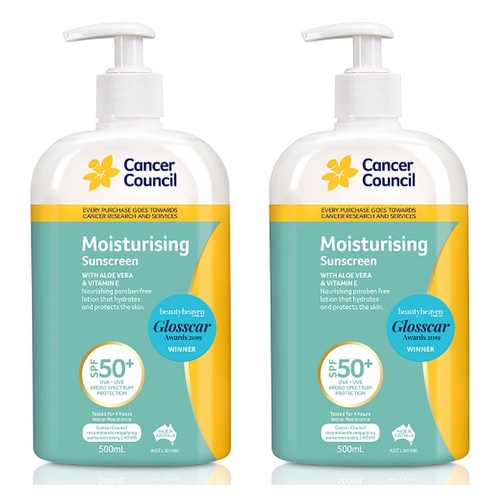 Cancer Council Moisturising Sunscreen SPF 50+ 500mL Pack of 2