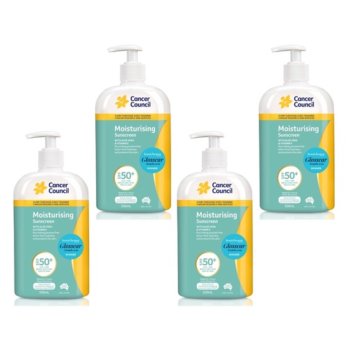 Cancer Council Moisturising Sunscreen SPF 50+ 500mL Pack of 4