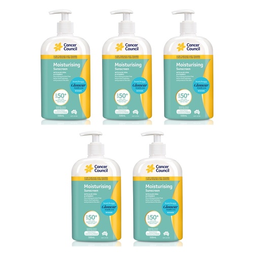 Cancer Council Moisturising Sunscreen SPF 50+ 500mL Pack of 5
