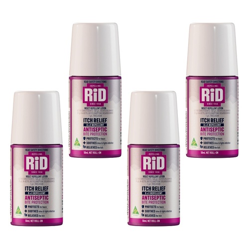 Rid Itch Relief 3in1 Repellent Roll-On 50mL Pack of 4