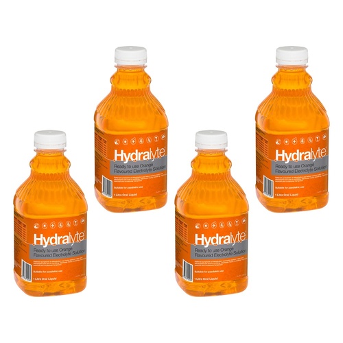 Hydralyte Orange Flavoured Electrolyte Solution 1 L Pack of 4
