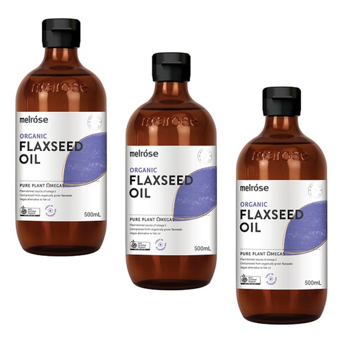 Melrose Health Organic Flaxseed Oil 500mL Pack of 3