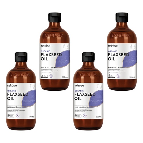 Melrose Health Organic Flaxseed Oil 500mL Pack of 4