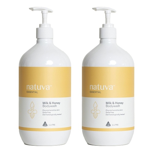 Natuva Body Milk & Honey Body Wash 1 L Pack of 2