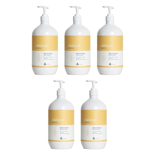 Natuva Body Milk & Honey Body Wash 1 L Pack of 5