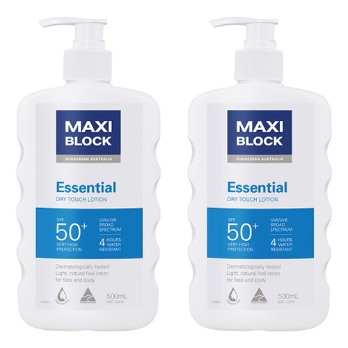 Maxiblock Sun Essential SPF50+ 500mL Pack of 2