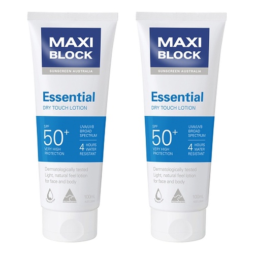 Maxiblock Sun Essential Sunscreen SPF50+ 100mL Pack of 2