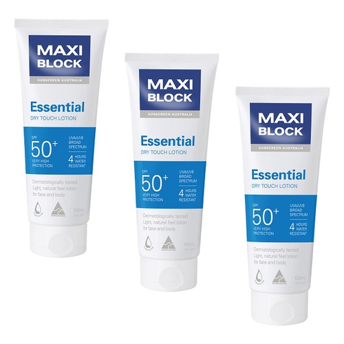 Maxiblock Sun Essential Sunscreen SPF50+ 100mL Pack of 3