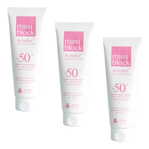Maxiblock Sun Kinder Sunscreen SPF50+ 100mL Pack of 3