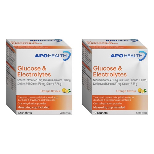 Apohealth Glucose & Electrolytes Orange Flavour 10 Sachets Pack of 2