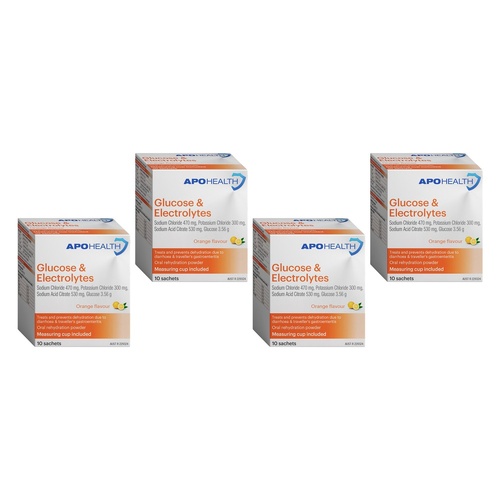 Apohealth Glucose & Electrolytes Orange Flavour 10 Sachets Pack of 4