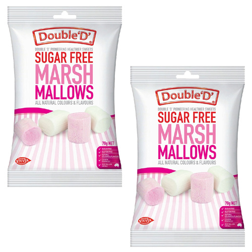 Double D Sugar Free Marshmallows 2 Pack 70g Gluten Free Vegetarian