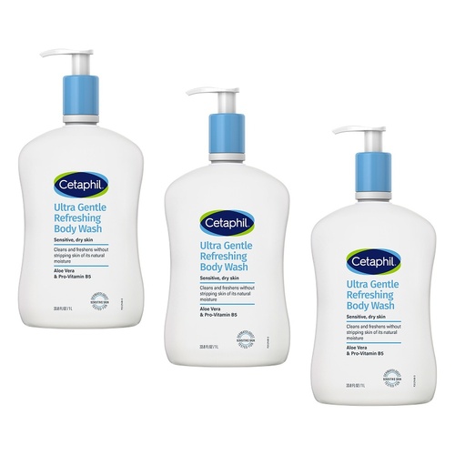 Cetaphil Ultra Gentle Refreshing Body Wash 1L Pack of 3