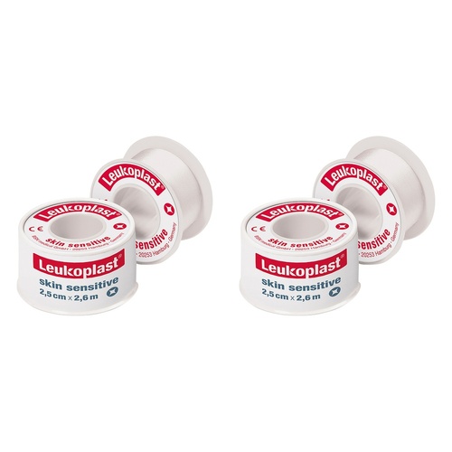 Leuko Leukoplast Skin Sensitive Wide Arch Fixation Medical Tape 2.5cm Pack of 2