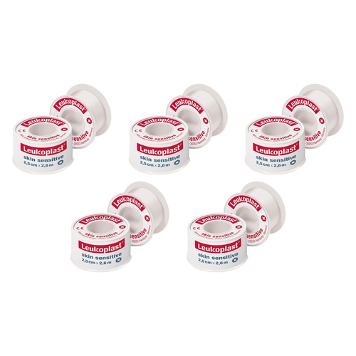 Leuko Leukoplast Skin Sensitive Wide Arch Fixation Medical Tape 2.5cm Pack of 5