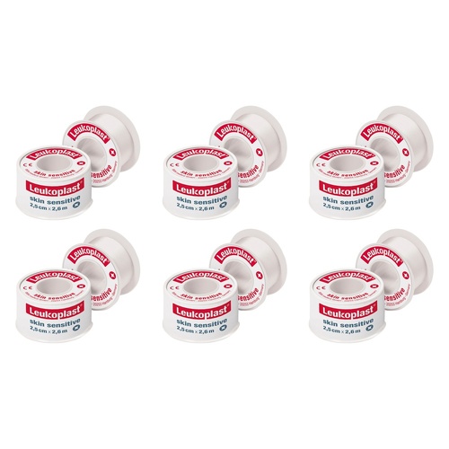 Leuko Leukoplast Skin Sensitive Wide Arch Fixation Medical Tape 2.5cm Pack of 6