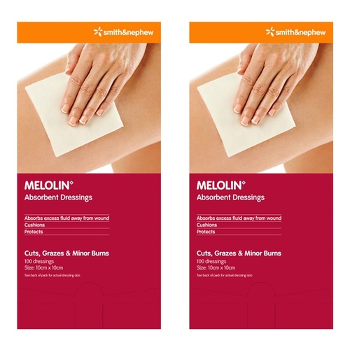Melolin Absorbent Wound Pad 10cm x 10cm 100 Pack Bundle of 2