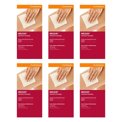 Melolin Absorbent Wound Pad 10cm x 10cm 100 Pack Bundle of 6