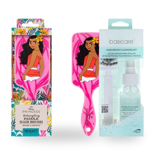 Disney Moana Paddle Brush Detangling Hair Brush + Brush Cleaning Kit