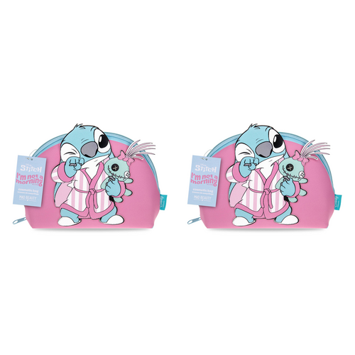 Disney Stitch Pamper Pink Cosmetic Bag Makeup Toiletry Bag Gift Pack of 2