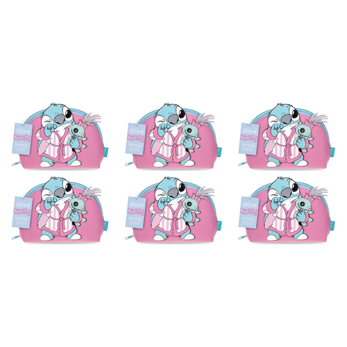 Disney Stitch Pamper Pink Cosmetic Bag Makeup Toiletry Bag Gift Pack of 6