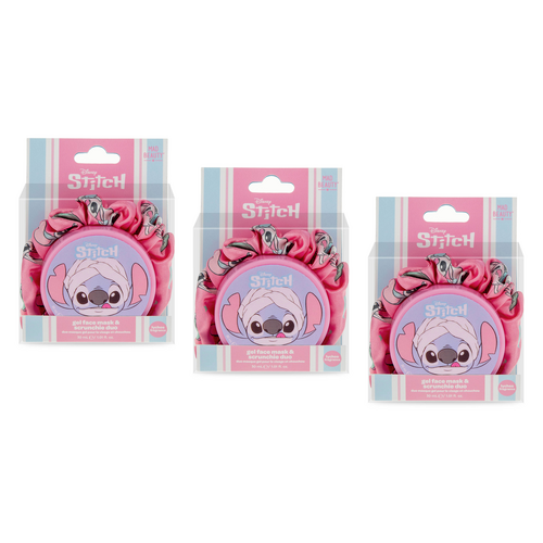 Disney Stitch Pamper Gel Face Mask and Scrunchie Gift Set 2PC Pack of 3