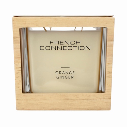 French Connection Wooden Range Candle Orange Ginger 200g