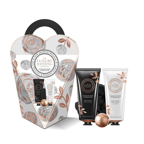 Luxury Bathing Co Sparkling Rose & Geranium Mini Revive Set 2 x 100mL