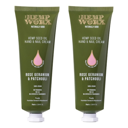 Hemp Worx Rose Geranium & Patchouli Hand Cream 75mL Pack of 2