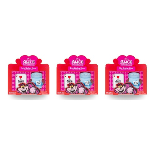 Disney Alice in Wonderland Lip Balm Duo Raspberry and Vanilla Bundle of 3