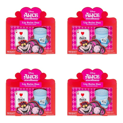 Disney Alice in Wonderland Lip Balm Duo Raspberry and Vanilla Bundle of 4