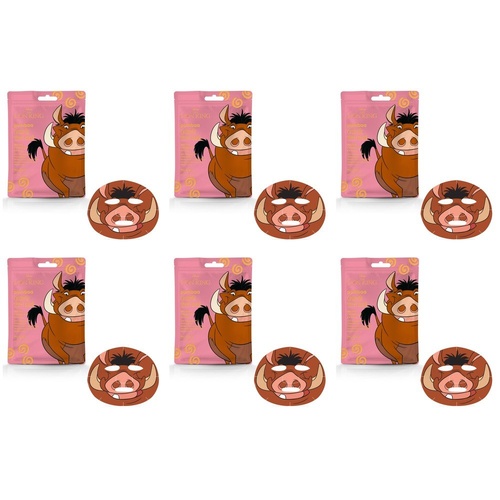 Disney The Lion King Pumbaa Cosmetic Sheet Mask 25mL Counter Display of 12 Bundle of 6