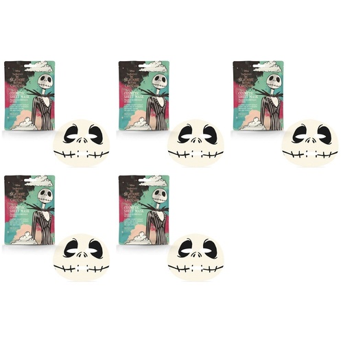 Disney The Nightmare Before Christmas Jack Skellington Sheet Face Mask Counter Display of 12 Bundle of 5