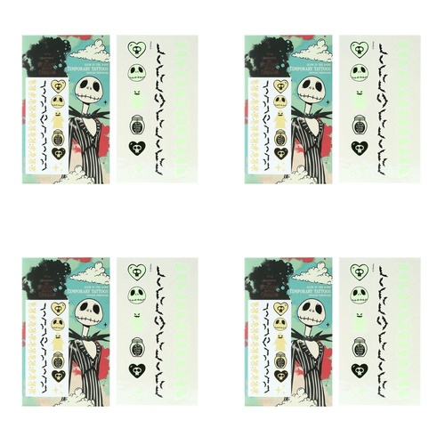Disney The Nightmare Before Christmas Glow in the Dark Temporary Tattoos 2 Sheets Pack of 4