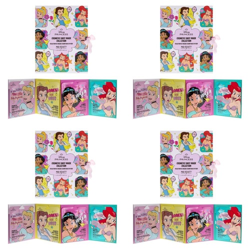 Disney Princess Cosmetic Sheet Mask Collection 4 x 25mL Bundle of 4