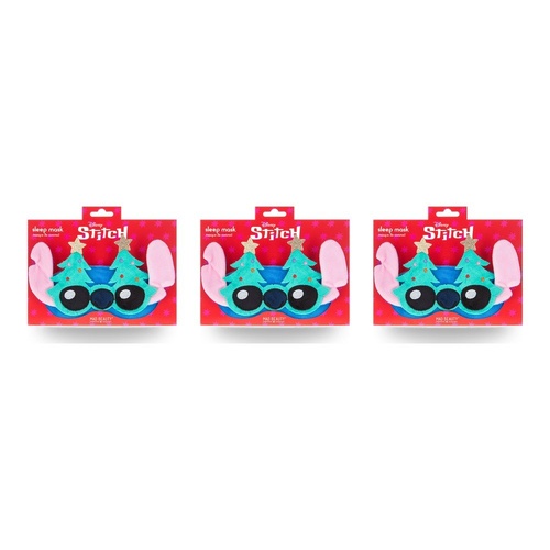 Disney Stitch at Christmas Plush Sleep Mask with Christmas Trees Pack of 3