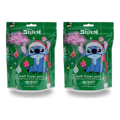 Disney Stitch Stitch-mas Bath Fizzer Pack 6 x 30g Bundle of 2