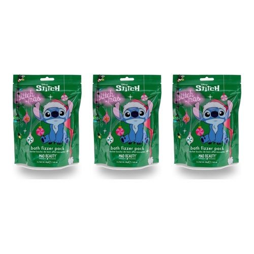 Disney Stitch Stitch-mas Bath Fizzer Pack 6 x 30g Bundle of 3