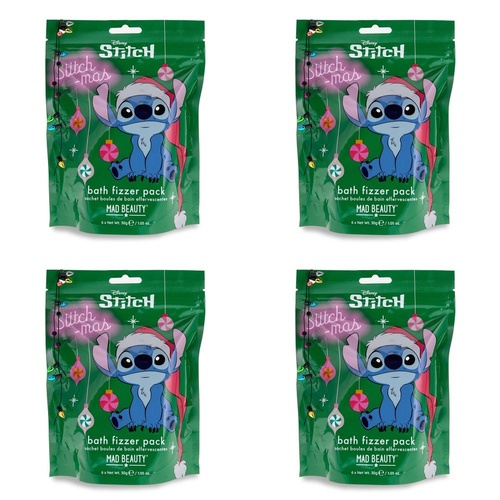 Disney Stitch Stitch-mas Bath Fizzer Pack 6 x 30g Bundle of 4