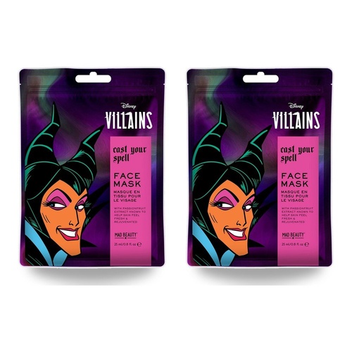 Disney Villains Maleficent Cast Your Spell Sheet Face Mask Counter Display of 12 Bundle of 2