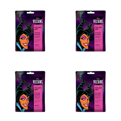 Disney Villains Maleficent Cast Your Spell Sheet Face Mask Counter Display of 12 Bundle of 4