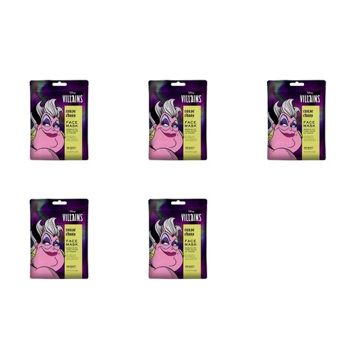 Disney Villains Ursula Cause Chaos Sheet Face Mask Counter Display of 12 Bundle of 5
