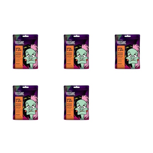 Disney Villains Cruella Gutsy & Glam Sheet Face Mask Counter Display of 12 Bundle of 5