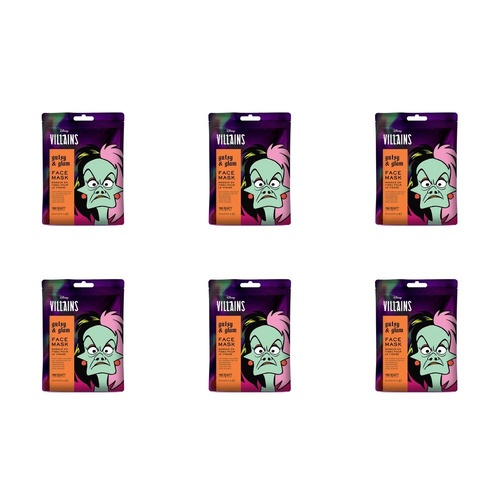 Disney Villains Cruella Gutsy & Glam Sheet Face Mask Counter Display of 12 Bundle of 6