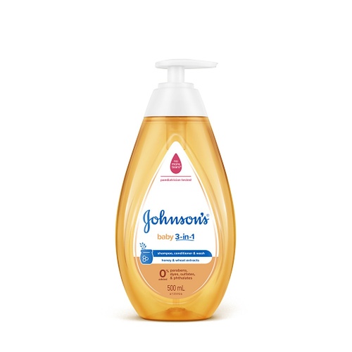 Johnson's Baby 3-in-1 Shampoo, Conditioner & Wash 500mL